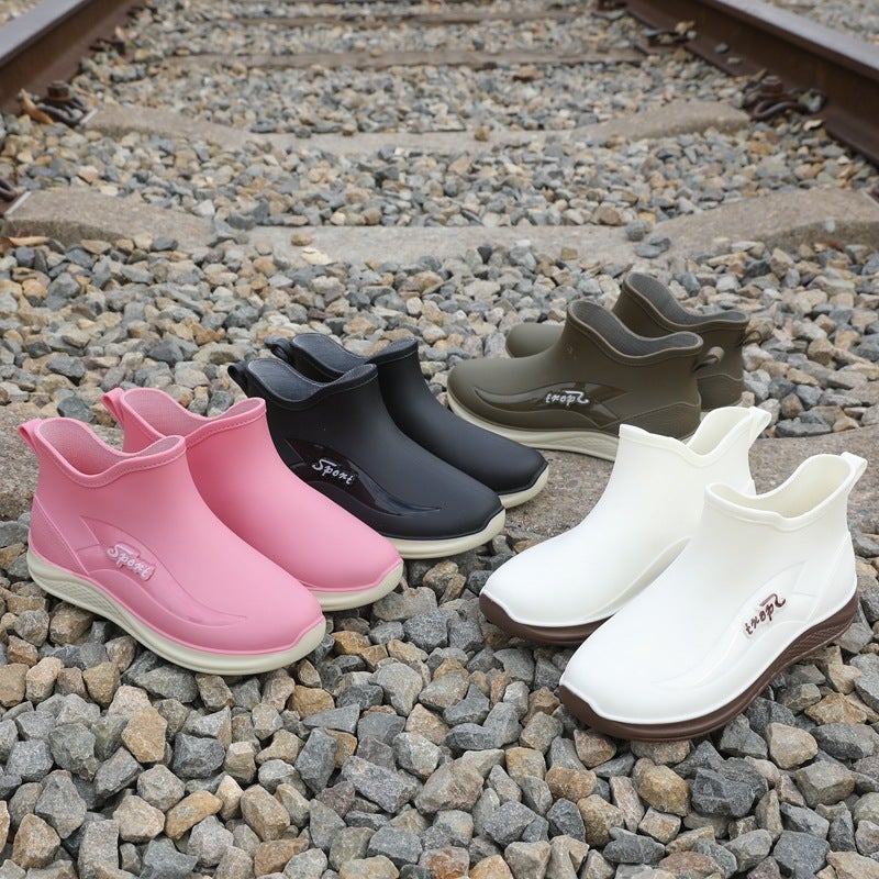 Rain Boots Short Tube Women'S Non-Slip Wear-Resistant Sea Water Shoes Fleece-Lined Warm Rubber Shoes One Waterproof Kitchen Rain Boots - Image 3